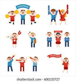 cheering people character vector illustration flat design