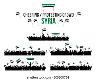 Cheering or Protesting Crowd Syria