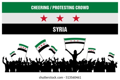 Cheering or Protesting Crowd Syria