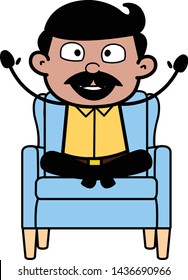 Cheering and Raising Hands - Indian Cartoon Man Father Vector Illustration