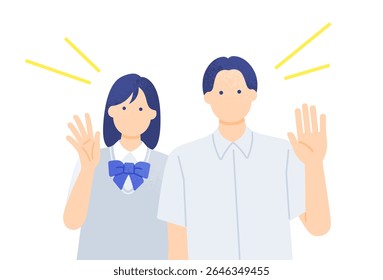 Cheering Teenagers in Summer Uniform — High School Boy and Girl Vector