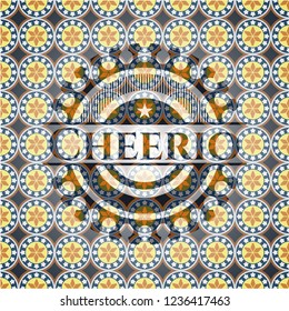Cheerio arabic emblem background. Arabesque decoration.