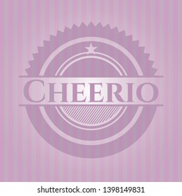 Cheerio badge with pink background. Vector Illustration. Detailed. svg