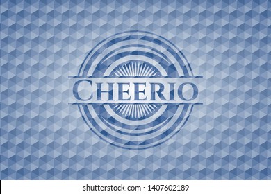Cheerio blue emblem with geometric pattern. Vector Illustration. Detailed. svg