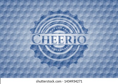 Cheerio blue emblem with geometric pattern. Vector Illustration. Detailed. svg