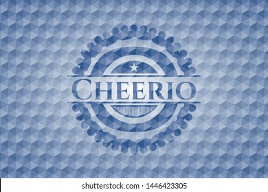 Cheerio blue emblem with geometric pattern background. Vector Illustration. Detailed. svg