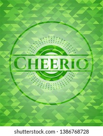 Cheerio green emblem with triangle mosaic background. Vector Illustration. Detailed. svg