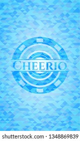 Cheerio light blue emblem with triangle mosaic background svg