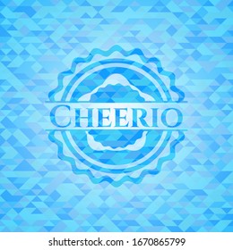 Cheerio realistic sky blue emblem. Mosaic background svg