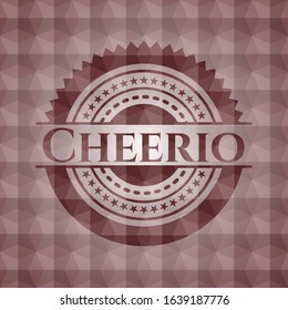 Cheerio red emblem or badge with abstract geometric polygonal pattern background. Seamless. svg
