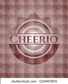 Cheerio Red Seamless Badge With Geometric Pattern.