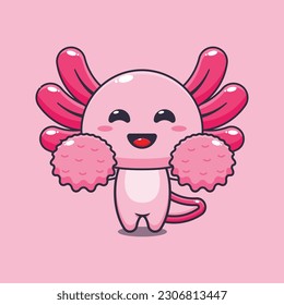 cheerleader axolotl cartoon vector illustration.
Vector cartoon Illustration suitable for poster, brochure, web, mascot, sticker, logo and icon.