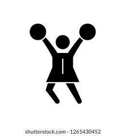 Cheerleader black vector concept icon. Cheerleader flat illustration, sign