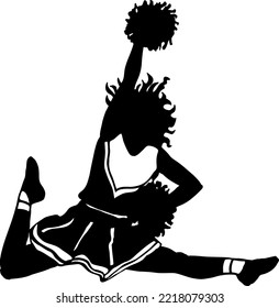 Cheerleader Black and White Vector Illustration