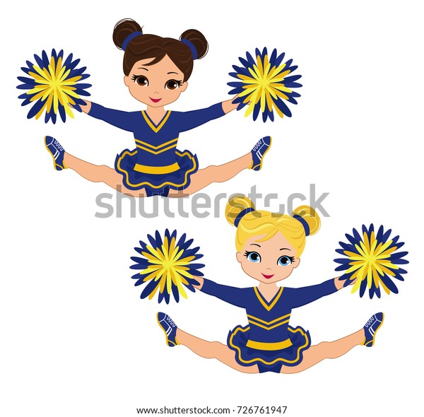 Cheerleader Blue Yellow Uniform Pom Poms Stock Vector Royalty Free