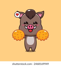 cheerleader boar cartoon vector illustration.
Vector cartoon Illustration suitable for poster, brochure, web, mascot, sticker, logo and icon.