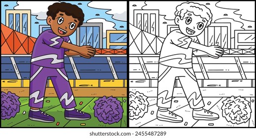 Cheerleader Boy in a Clapping Pose Illustration