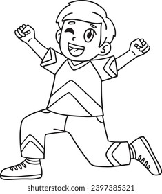 Cheerleader Boy Kneeling Isolated Coloring Page 