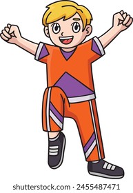 Cheerleader Boy Lifting Leg Raise Hands Clipart