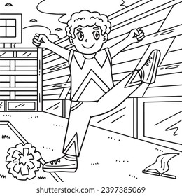 Cheerleader Boy Raising One Leg Coloring Page 