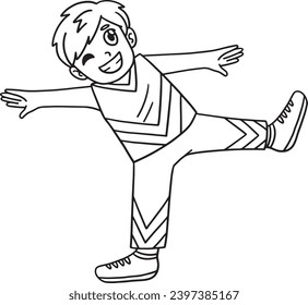 Cheerleader Boy Stretching Isolated Coloring Page