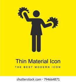 Cheerleader bright yellow material minimal icon or logo design