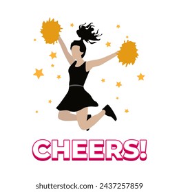 Cheerleader cheering girl team sports games character art design vector