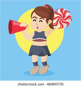 cheerleader cheering with megaphone