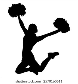 Cheerleader cheering Silhouette vector illustration