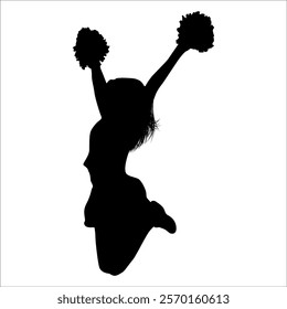 Cheerleader cheering Silhouette vector illustration