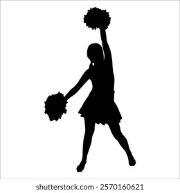 Cheerleader cheering Silhouette vector illustration