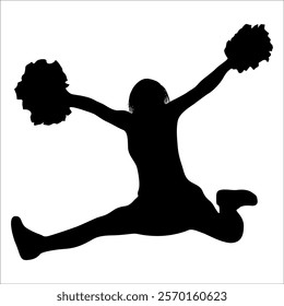 Cheerleader cheering Silhouette vector illustration