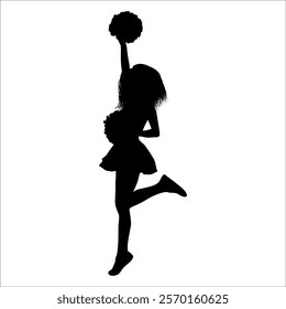 Cheerleader cheering Silhouette vector illustration