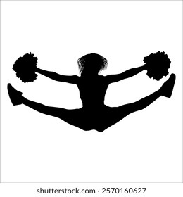 Cheerleader cheering Silhouette vector illustration