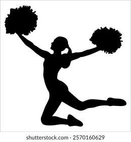 Cheerleader cheering Silhouette vector illustration