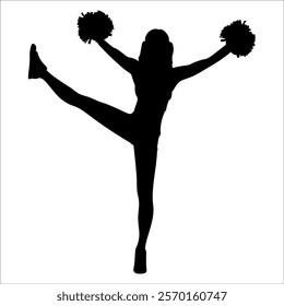 Cheerleader cheering Silhouette vector illustration