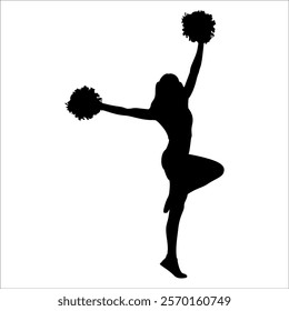 Cheerleader cheering Silhouette vector illustration