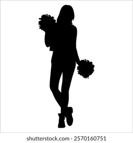 Cheerleader cheering Silhouette vector illustration