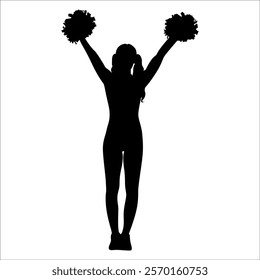 Cheerleader cheering Silhouette vector illustration