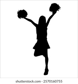 Cheerleader cheering Silhouette vector illustration