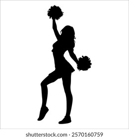 Cheerleader cheering Silhouette vector illustration