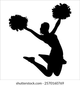 Cheerleader cheering Silhouette vector illustration