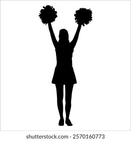 Cheerleader cheering Silhouette vector illustration