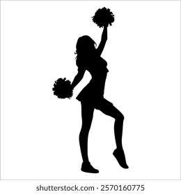 Cheerleader cheering Silhouette vector illustration