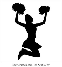 Cheerleader cheering Silhouette vector illustration