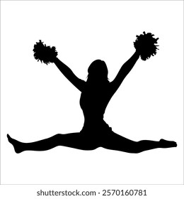 Cheerleader cheering Silhouette vector illustration