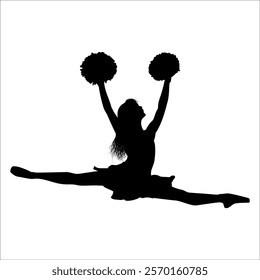 Cheerleader cheering Silhouette vector illustration