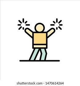 Cheerleader, Cheerleading, Encourage, Fan  Flat Color Icon. Vector icon banner Template. Vector Icon Template background