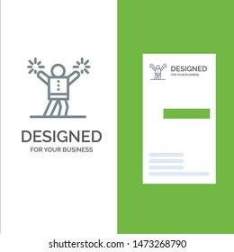 Cheerleader, Cheerleading, Encourage, Fan Grey Logo Design and Business Card Template