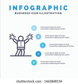 Cheerleader, Cheerleading, Encourage, Fan Line icon with 5 steps presentation infographics Background. Vector Icon Template background